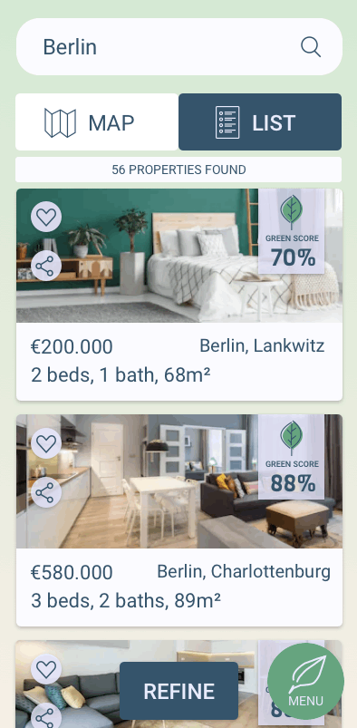 GreenHomes Animated Menu