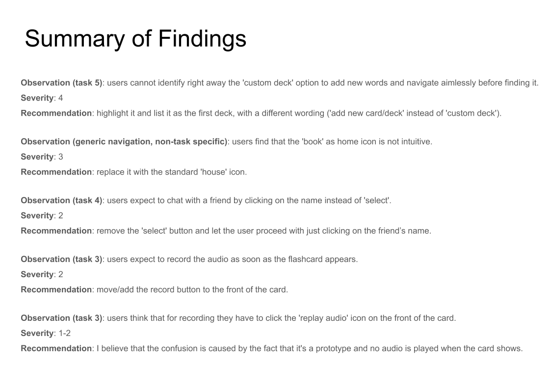 Summary of Findings