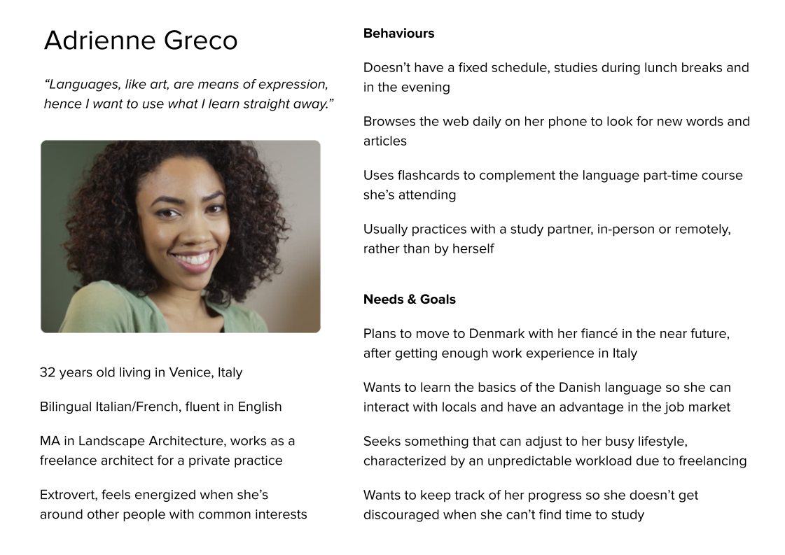 User Persona - Adrienne